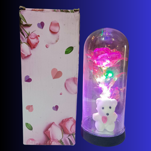 Valentine's day gift idea led light in glass dome rose ornaments, Birthday, Mother's Day Anniversary, Engagement.