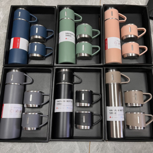 Vacuum Flask Set with 2-Piece Cups, Insulated, Leak-Proof, and Temperature Retaining