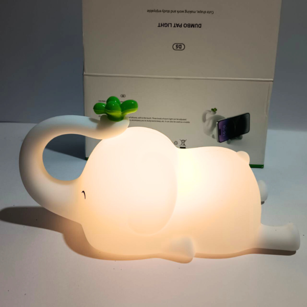 Lazy Elephant Multifunctional Silicone Night Lamp – Soft, Dimmable & Adorable Bedside Light - Image 3