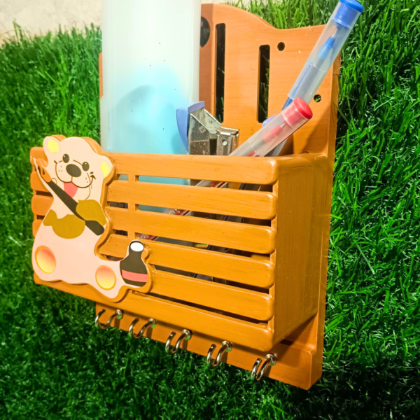 Wooden Design Plastic Teddy House Key Holder – Adorable & Functional Key Organizer - Image 3