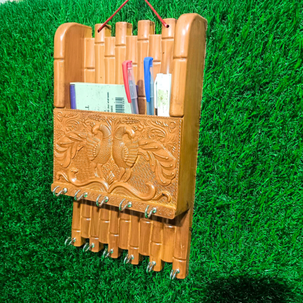 Plastic Mayur Key Holder – Elegant & Decorative Peacock Design | Wall Mounted Organizer - Image 3