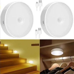 Round Motion Sensor Light for Home – Wireless, Battery-Powered, Auto On/Off