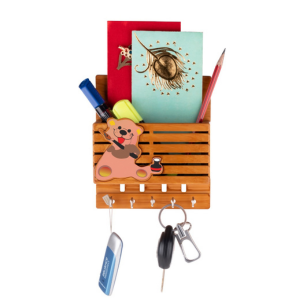 Wooden Design Plastic Teddy House Key Holder – Adorable & Functional Key Organizer